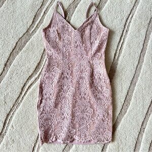 Charlotte Russe Lace Slip Dress in Light Pink